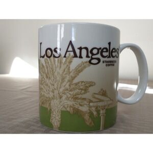 Starbucks 2009 Los Angeles Collector Series Mug 16oz Green Skyline Rodeo Dr
